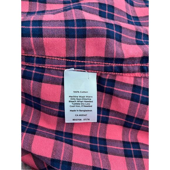 Talbots Womens Plaid Button Up Shirt Long Sleeve Collared Pink M Medium - Picture 5 of 7
